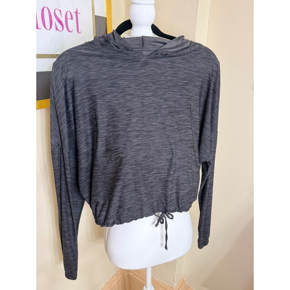 Born Primitive Womens Space Dye Cropped Hoodie Charcoal Gray Activewear Top M
